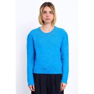 NEW MOLLY BRACKEN sequined neckline sweater in blue